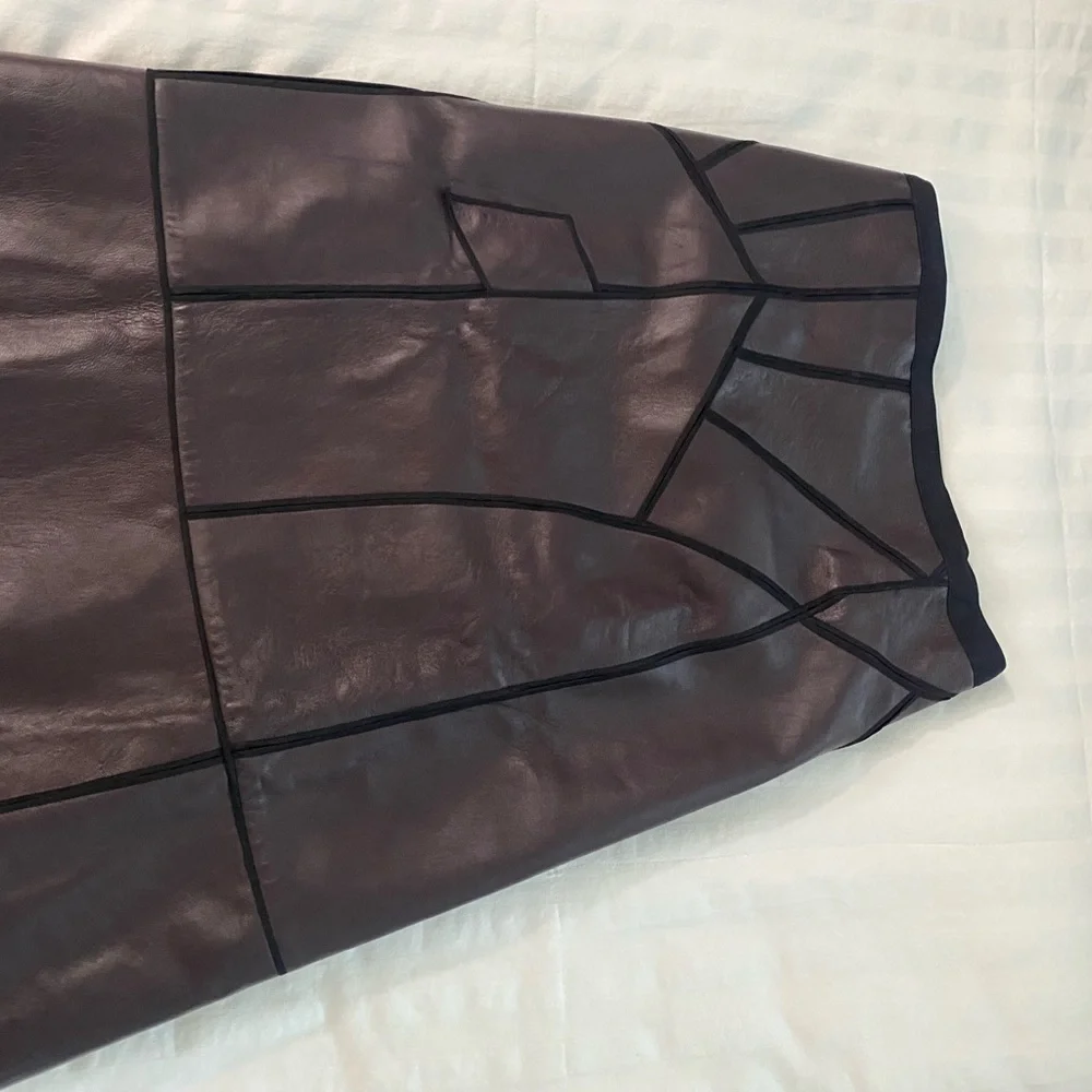 J. Mendel Brown Leather Midi Skirt